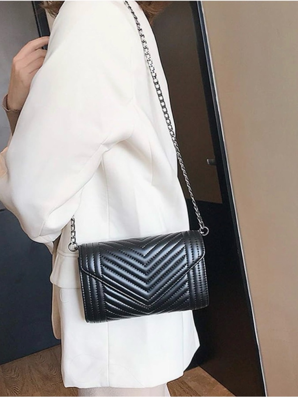 Call It Spring Quilted Black Crossbody Bag | Chain Strap | Excellent Condition